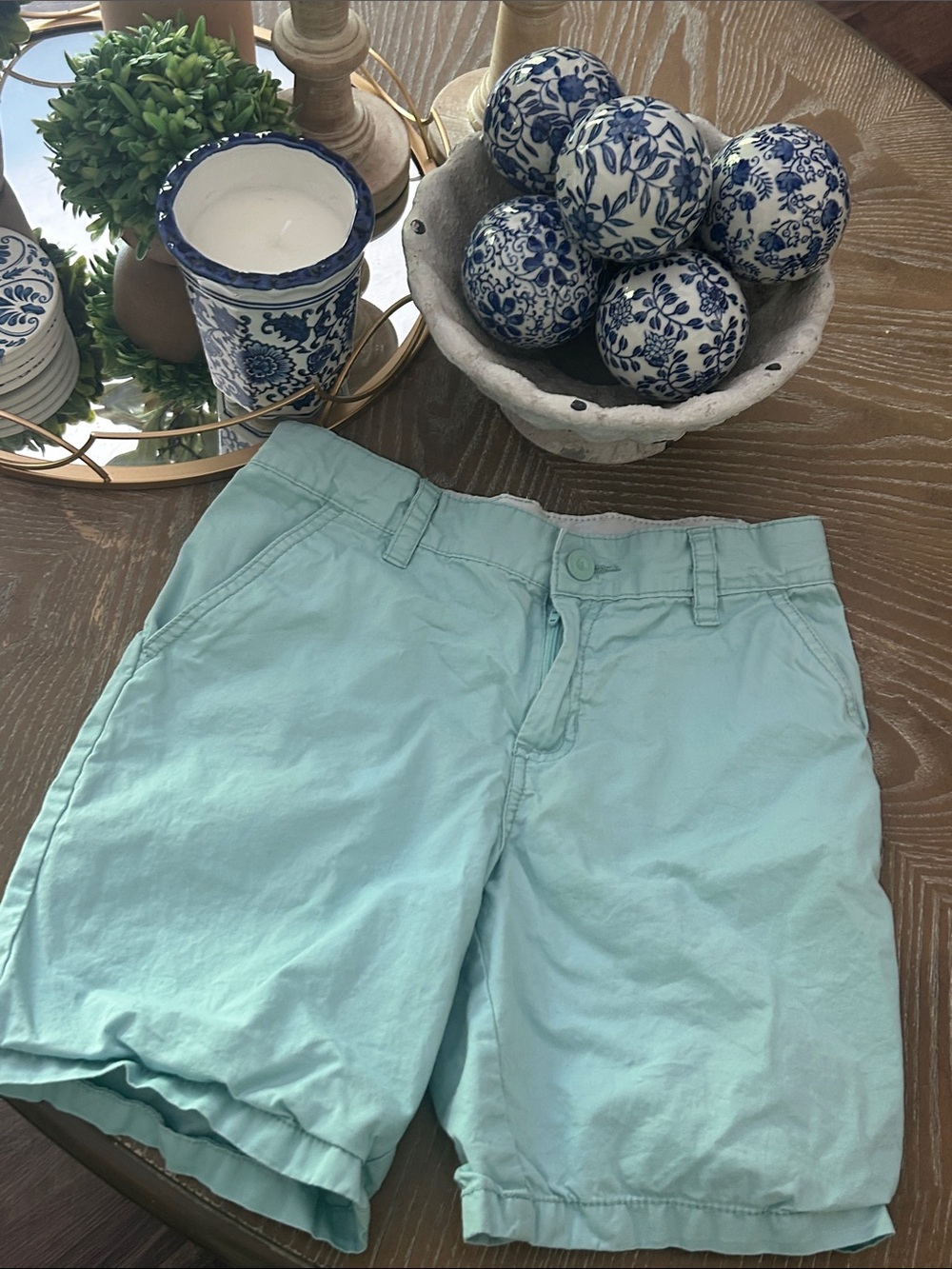 Boys Light Aqua Chino Shorts Size 10